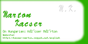 marton kacser business card